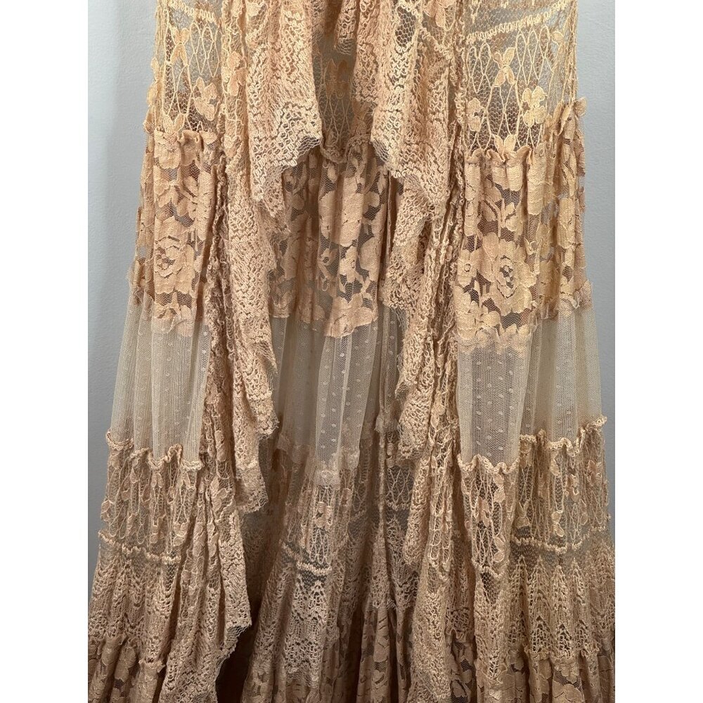 NWT Sherri Hill 52663 Lace halter Neck Maxi Dress High-low Sheer Skirt Size 0 - Picture 6 of 11